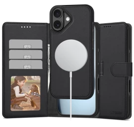 Dėklas Su Kortelių Lizdo Atvartu, Skirtas iphone 17 Magsafe Wallet - Matinės Juodos Spalvos