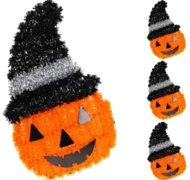 Dekoratyvinė Figūrėlė Moliūgas 35cm Halloween Balta Juosta