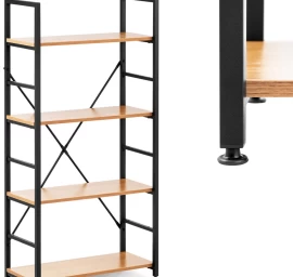 Dekoratyvinė Knygų Spinta Su Plieniniu Rėmu Loft Industrial Maks. 150 Kg 4 Lentynos