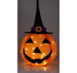 Dekoratyvinis Moliūgas Su Skrybėle 68cm Halloween 30led
