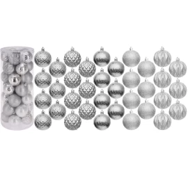 Dekoratyvinis Plastikinis 6 Cm Rinkinys, 35 Vnt., Sidabro Spalvos