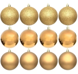 Dekoratyvinis Plastikinis Baubas Saugus 12 Vnt. 60 Mm Aukso Spalvos