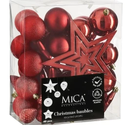 Dekoratyvinis Plastikinis Baubas Saugus 40 Vnt. Raudonas žėrutis