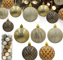 Dekoratyvinis Plastikinis Baublys 6 Cm Rinkinys, 35 Vnt. Gintarinis