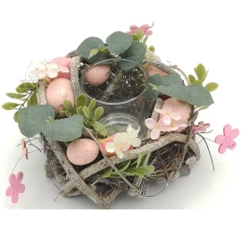 Dekoratyvinis žvakidės Laikiklis Rožinės Spalvos 16 Cm Arbatos žvakutei