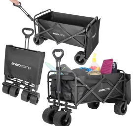 Deluxe Lengvasis Sklendžiamas Turistinis Ir Plažinis Automobilis 90x57x73-96cm Su Rankenėle Black