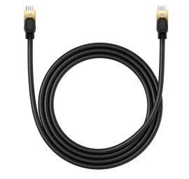 Didelės Spartos Lan Eterneto Kabelis Rj-45 Cat.8 40gbps Apvalus 1,5 M Juodas