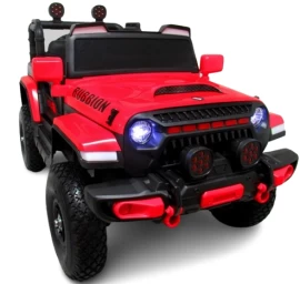 Didelis Jeep X7 4x4 Raudonos Spalvos, Minkšta Sėdynė 4 Varomieji Ratai Rocker Pripučiami Ratai Su Guoliais Didelis Jeep X7 4x4 Raudonos Spalvos, Minkšta Sėdynė 4 Varomieji Ratai Rocker Pripučiami Ratai Su Guoliais