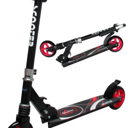 Didelis Sulankstomas Paspirtukas H7 Black &amp; Red R-sport 145 Mm Ratais Iki 100 Kg