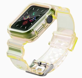 Dirželio šviesos Rinkinys Silikono Dirželio Apyrankės Korpusas Watch 6 44mm / Watch 5 44mm / Watch 4 44mm / Watch Se 44mm Geltonos Spalvos Dirželio šviesos Rinkinys Silikono Dirželio Apyrankės Korpusas Watch 6 44mm / Watch 5 44mm / Watch 4 44mm / Watch Se 44mm Geltonos Spalvos