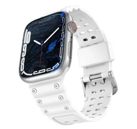 Dirželis Triguba Apsauga Apple Watch Ultra, Se, 9, 8, 7, 6, 5, 4, 3, 2, 1 (49, 45, 44, 42 Mm) Apyrankės Juosta Balta