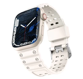 Dirželis Triguba Apsauga Apple Watch Ultra, Se, 9, 8, 7, 6, 5, 4, 3, 2, 1 (49, 45, 44, 42 Mm) Apyrankės Juosta Smėlio Spalvos
