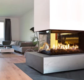 Dujinis židinys EROS M, trijų pusių stiklu (904x412x904xh400)