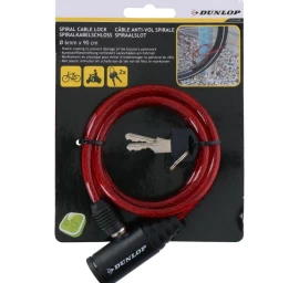 Dunlop Spiralinis Didžiųjų Dviračių Laikiklis Su Raktu 0,6x90 Cm Raudonos Spalvos