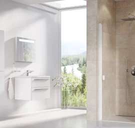 Dušo durys Ravak CSD1 90, balta matinė+stiklas Transparent, 0QV70E00Z1