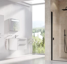 Dušo durys Ravak CSD1 90, juoda+stiklas Transparent, 0QV70300Z1