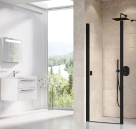 Dušo durys Ravak CSD2 120, juoda+stiklas Transparent, 0QVGC300Z1