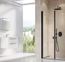 Dušo durys Ravak CSDL2 110, juoda+stiklas Transparent, 0QVDC30LZ1