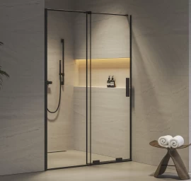 Dušo durys Ravak RODP2 110, juodas+stiklas Transparent, X08VD0300Z1