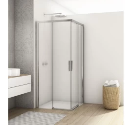Dušo kabina 900x900 Ronal DIVERA pilko blizgaus profilio, kvadratinė