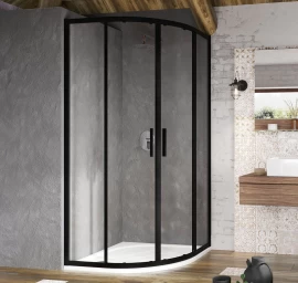 Dušo kabina Ravak Blix Slim BLSCP4-90 juoda+stiklas Transparent X3BM70300Z1