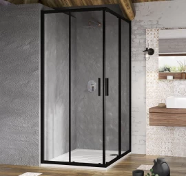 Dušo kabina Ravak Blix Slim BLSRV2-80 juoda+stiklas Transparent X1LM40300Z1
