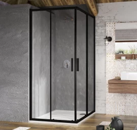 Dušo kabina Ravak Blix Slim BLSRV2-90 juoda+stiklas Transparent X1LM70300Z1