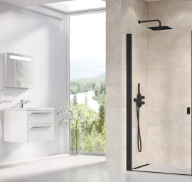 Dušo kabina Ravak CRV1 80, juoda+stiklas Transparent, 1QV40301Z1