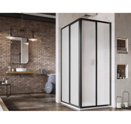 Dušo kabina RAVAK Supernova SRV2+SRV2 195, 90x90cm juoda ir plastikas Pearl