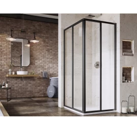 Dušo kabina RAVAK Supernova SRV2+SRV2 195, 90x90cm juoda ir skaidrus stiklas