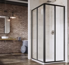 Dušo kabina SRV2+SRV2-80 195 juodas profilis, skaidrus stiklas 14V403O2Z1S