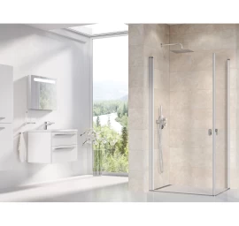 Dušo kabinos durys RAVAK Chrome CRV1, 100cm satinas ir skaidrus stiklas