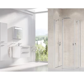 Dušo kabinos durys RAVAK Chrome CRV2, 100cm satinas ir skaidrus stiklas
