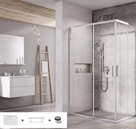 Dušo kabinos komplektas Ravak SET 18L - BLSRV2K+BLSRV2K 80x120, blizgi+stiklas Transparent
