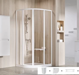 Dušo kabinos komplektas Ravak SET1 - SKCP4 90x90, balta+stiklas Transparent