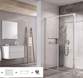Dušo kabinos komplektas Ravak SET11L - BLSDP2+BLSPS 110x80, blizgi+stiklas Transparent