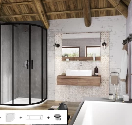 Dušo komplektas 5 in 1 Blix Slim Ravak SET7 - BLSCP4 90x90 komplektas, juoda+Transparent SET7 Dušo komplektas 5 in 1 Blix Slim Ravak SET7 - BLSCP4 90x90 komplektas, juoda+Transparent SET7