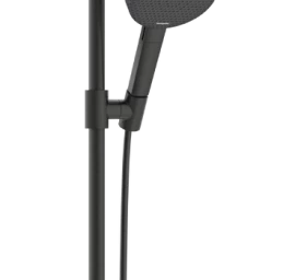 Dušo komplektas Hansgrohe Raindance Alive Select S 125 mm, 3 srovių, EcoSmart, su Unica S Puro 90 cm dušo stovu, šlifuoto juodo chromo spalvos, 24603340