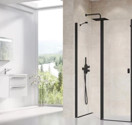 Dušo sienelė Ravak CPS-90 juoda+stiklas Transparent, 9QV70300Z1