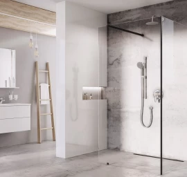 Dušo sienelė Ravak Walk-In Corner Set 110x80, juoda+stiklas Transparent, GW1CD430SZ1