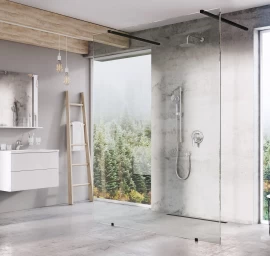 Dušo sienelė Ravak Walk-In Free Set 160, juoda+stiklas Transparent, GW9FS030SZ1