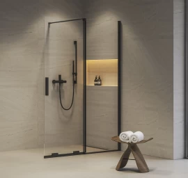Dušo sienelė Ravak Walk-In Roll ROWI 100x120 cm, juodu profiliu, X9WVG0300Z1