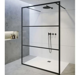 Dušo sienelė Riho Grid GB401 140 cm, juodas profilis, skaidrus stiklas G004035121