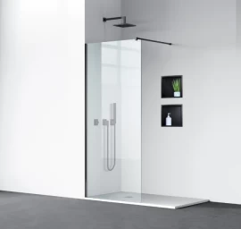 Dušo sienelė Walk-in Beira BLACK 90 cm juodos spalvos profiliu