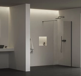 Dušo sienelė Walk In Wall Air-90 black + glass Transparent, GW9W70300Z1C