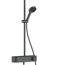 Dušo sistema HANSGROHE Pulsify S 260 1jet su ShowerTablet Select 400 termostatu, šlifuoto juodo chromo, 24220340