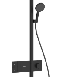 Dušo sistema HANSGROHE Raindance Alive Q 1jet EcoSmart su termostatu, matinė juoda, 24581670