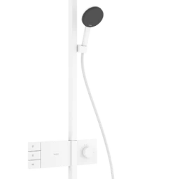 Dušo sistema HANSGROHE Raindance Alive Q su termostatu, matinė balta, 24591700