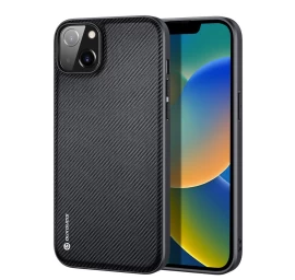Dux Ducis Fino Dėklo Dangtelis Padengtas Nailono Medžiaga Iphone 14 Plus Juodas