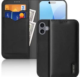 Dux Ducis Hivo Dėklas Iphone 16 Su Apvertimo Ir Rfid Apsauga - Juodas